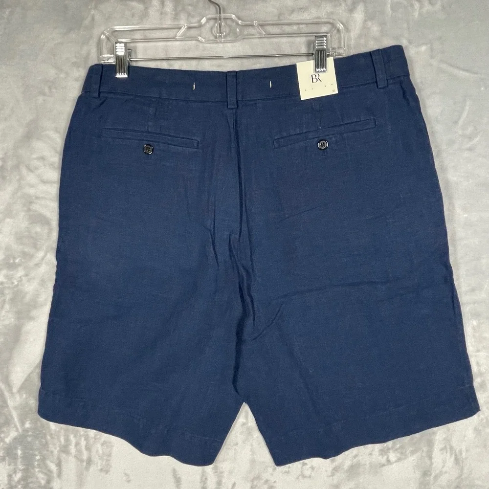 Banana Republic Mens Navy Blue 100% Linen Flat Front Shorts Size 36 NWT